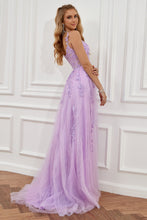 Load image into Gallery viewer, Gorgeous A Line Spaghetti Straps Navy Long Prom Dress with Appliques