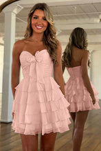 Load image into Gallery viewer, Chic A Line Sweetheart Blue Short Homecoming Dress with Ruffles
