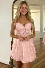 Load image into Gallery viewer, Stylish A Line Sweetheart Hot Pink Short Homecoming Dress with Appliques