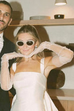 Load image into Gallery viewer, Cute A Line Square Neck White Satin Short Bridal Dress with Bowknot