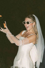 Load image into Gallery viewer, Cute A Line Square Neck White Satin Short Bridal Dress with Bowknot