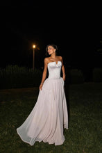 Load image into Gallery viewer, A Line Strapless Pink Corset Long Prom Dress with Bowknot