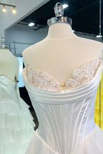 Load image into Gallery viewer, Stunning A-Line Sweetheart Satin Top Long Tiered Chiffon Prom Dress with Slit