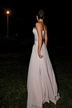 Load image into Gallery viewer, A Line Strapless Pink Corset Long Prom Dress with Bowknot