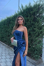 Load image into Gallery viewer, Hot Mermaid Sweetheart Navy Blue Long Prom Dress with Split Front