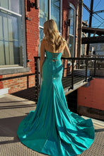 Load image into Gallery viewer, Cute Hot Pink Mermaid Strapless Long Beaded Prom Dress with Slit