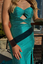 Load image into Gallery viewer, Cute Hot Pink Mermaid Strapless Long Beaded Prom Dress with Slit