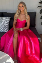 Load image into Gallery viewer, Princess A Line Sweetheart Green Long Prom Dress with Split Front