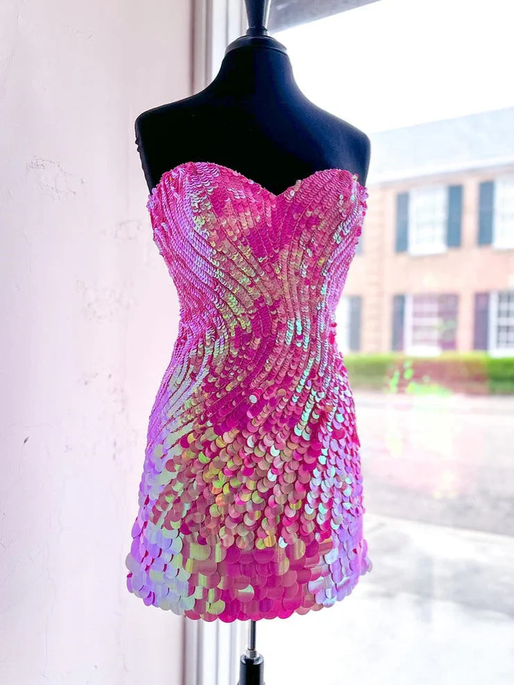 Hot Sheath Sweetheart Hot Pot Sequins Short Homecoming Dress