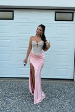 Load image into Gallery viewer, Gorgeous Mermaid Spaghetti Straps Pink Long Prom Dress with Beading