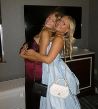 Load image into Gallery viewer, Trendy A Line Strapless Light Blue Long Prom Dress with Bowknot