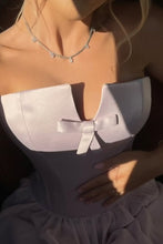 Load image into Gallery viewer, A Line Strapless Pink Corset Long Prom Dress with Bowknot