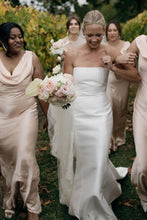 Load image into Gallery viewer, Elegant Mermaid Round Neck Blush Long Bridesmaid Dress with Open Back