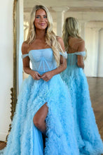 Load image into Gallery viewer, Stunning Princess A-Line Off The Shoulder Long Ruffle Tulle Prom Dress With Split