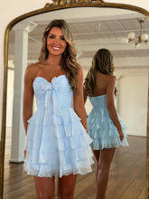Load image into Gallery viewer, Chic A Line Sweetheart Blue Short Homecoming Dress with Ruffles