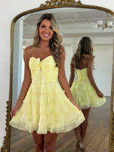 Load image into Gallery viewer, Chic A Line Sweetheart Blue Short Homecoming Dress with Ruffles