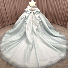 Load image into Gallery viewer, Luxurious A Line Off the Shoulder Light Blue Quinceanera Dress with Beading Bowknot