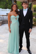 Load image into Gallery viewer, Stylish Sheath Sweetheart Long Pleated Satin Prom Dress with Slit