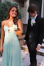 Load image into Gallery viewer, Stylish Sheath Sweetheart Long Pleated Satin Prom Dress with Slit