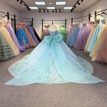 Load image into Gallery viewer, Charming A Line Off the Shoulder Light Blue Quinceanera Dress with Appliques Bowknot