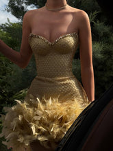 Load image into Gallery viewer, Bling Sheath Sweetheart Pink Short Homecoming Dress with Beading Feather