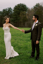 Load image into Gallery viewer, Mermaid Strapless White Long Bridal Dress with Ruched