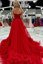 Load image into Gallery viewer, Charming A Line Sweetheart Red Corset Prom Dress with Ruffles