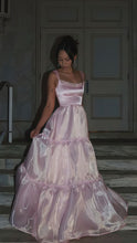 Load image into Gallery viewer, Stylish A Line Spaghetti Straps Pink Long Prom Dress with Lace