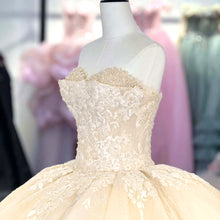 Load image into Gallery viewer, Gorgeous A Line Sweetheart Champagne Quinceanera Dress with Appliques Criss Cross Up