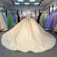 Load image into Gallery viewer, Gorgeous A Line Sweetheart Champagne Quinceanera Dress with Appliques Criss Cross Up