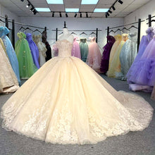 Load image into Gallery viewer, Gorgeous A Line Sweetheart Champagne Quinceanera Dress with Appliques Criss Cross Up