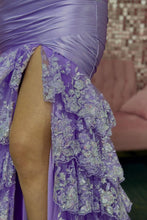 Load image into Gallery viewer, Glitter Red Mermaid Strapless Long Tiered Sequin And Satin Prom Dress