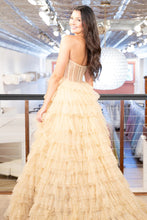 Load image into Gallery viewer, Sweet A-Line Strapless Long Tiered Glitter Tulle Prom Dress