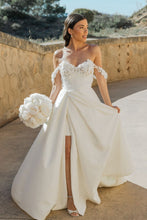 Load image into Gallery viewer, Gorgeous A Line Off the Shoulder White Long Wedding Dress with Appliques