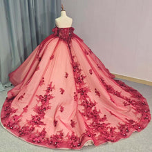 Load image into Gallery viewer, Elegant A Line Off the Shoulder Red Quinceanera Dress with Beading Appliques