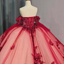 Load image into Gallery viewer, Elegant A Line Off the Shoulder Red Quinceanera Dress with Beading Appliques