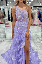 Load image into Gallery viewer, Sparkly Off The Shoulder Long Mermaid Prom Dress With Appliques And Split