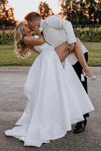Load image into Gallery viewer, Simple A Line Sweetheart White Long Wedding Dress with Split Front
