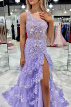 Load image into Gallery viewer, Sparkly Off The Shoulder Long Mermaid Prom Dress With Appliques And Split
