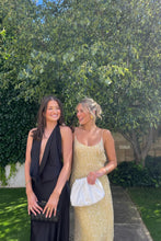 Load image into Gallery viewer, Stylish Sheath Spaghetti Straps Yellow Sequins Long Party Dress