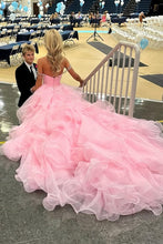 Load image into Gallery viewer, Charming A Line Off the Shoulder Pink Tulle Long Party Dress with Beading
