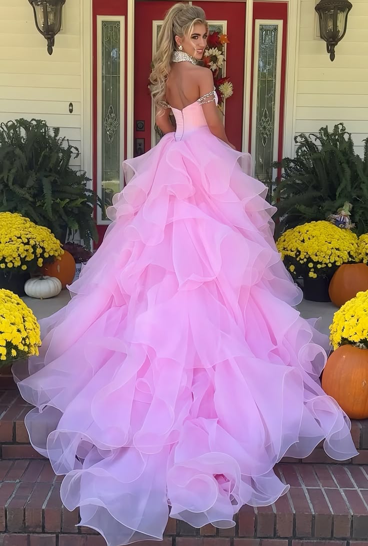 Charming A Line Off the Shoulder Pink Tulle Long Party Dress with Beading