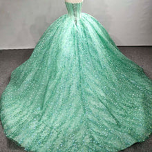 Load image into Gallery viewer, Charming A Line Strapless Light Green Quinceanera Dress with Beading Appliques