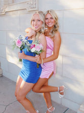 Load image into Gallery viewer, Cute Sheath Strapless Pink Short Homecoming Dress with Slit