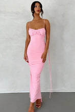 Load image into Gallery viewer, Stylish Sheath Spaghetti Straps Pink Tea Length Party Dress with Backless