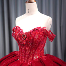 Load image into Gallery viewer, Gorgeous Ball Gown Off the Shoulder Red Quinceanera Dress with Appliques Beading