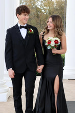 Load image into Gallery viewer, Red Mermaid Straps Keyhole Back Long Satin Prom Dress With Slit