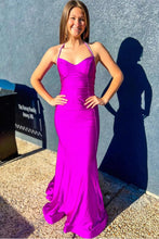 Load image into Gallery viewer, Sexy Royal Blue Mermaid Open Back Long Satin Prom Dress