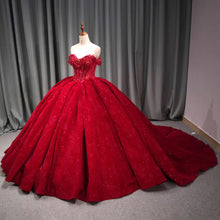 Load image into Gallery viewer, Gorgeous Ball Gown Off the Shoulder Red Quinceanera Dress with Appliques Beading
