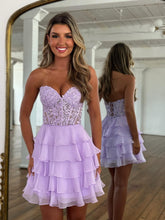 Load image into Gallery viewer, Stylish A Line Sweetheart Hot Pink Short Homecoming Dress with Appliques